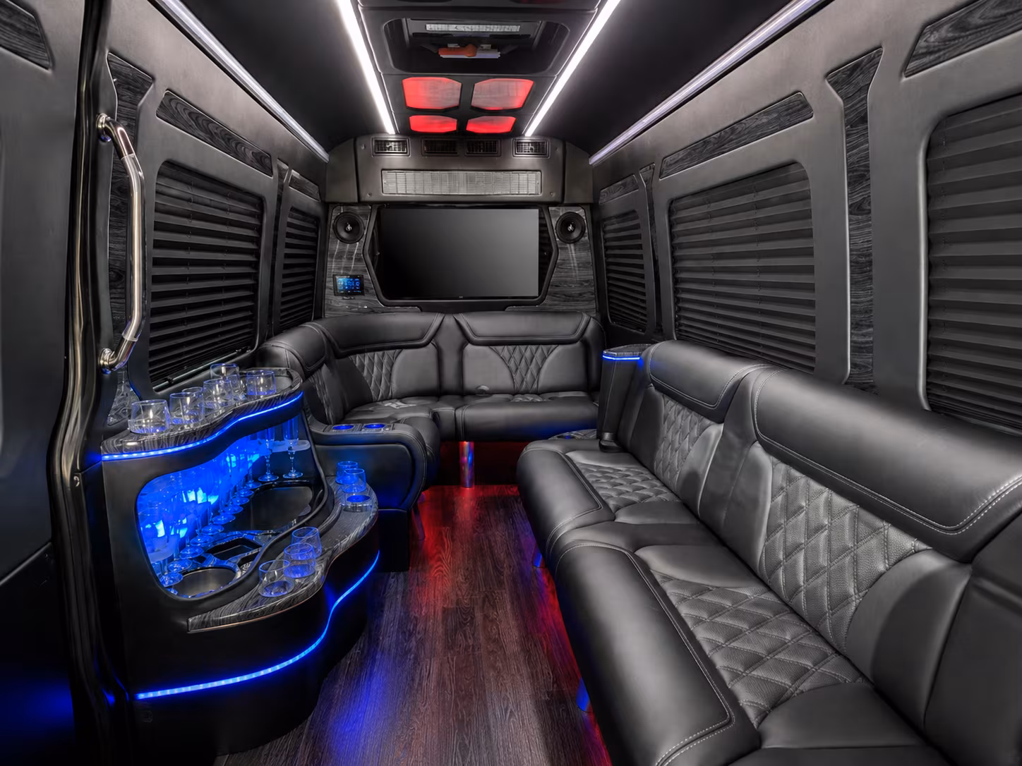 fontana 50 passenger party bus inside